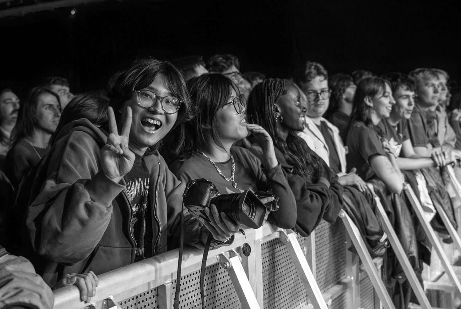 a group of people standing together