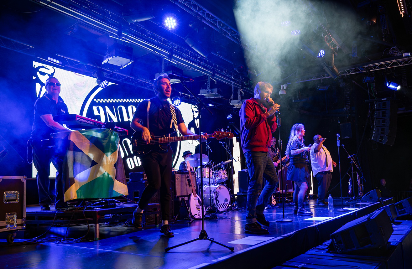 a band playing on stage