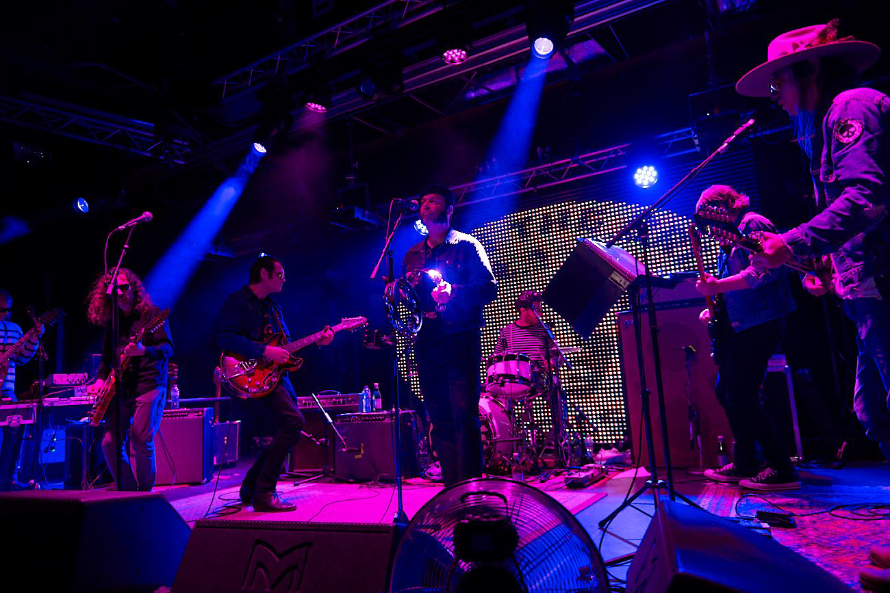 a band playing on a stage