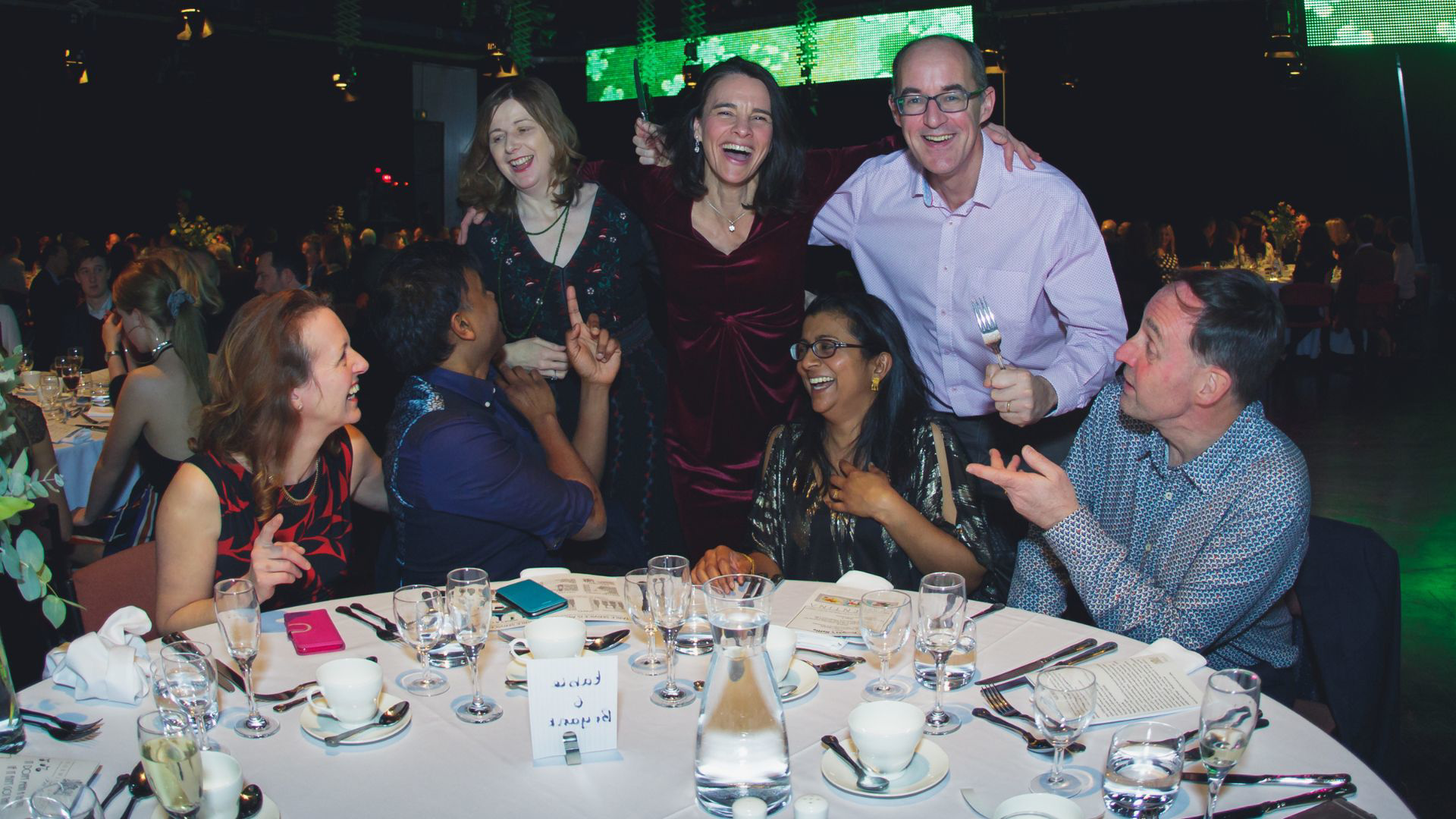 a group of people at a table