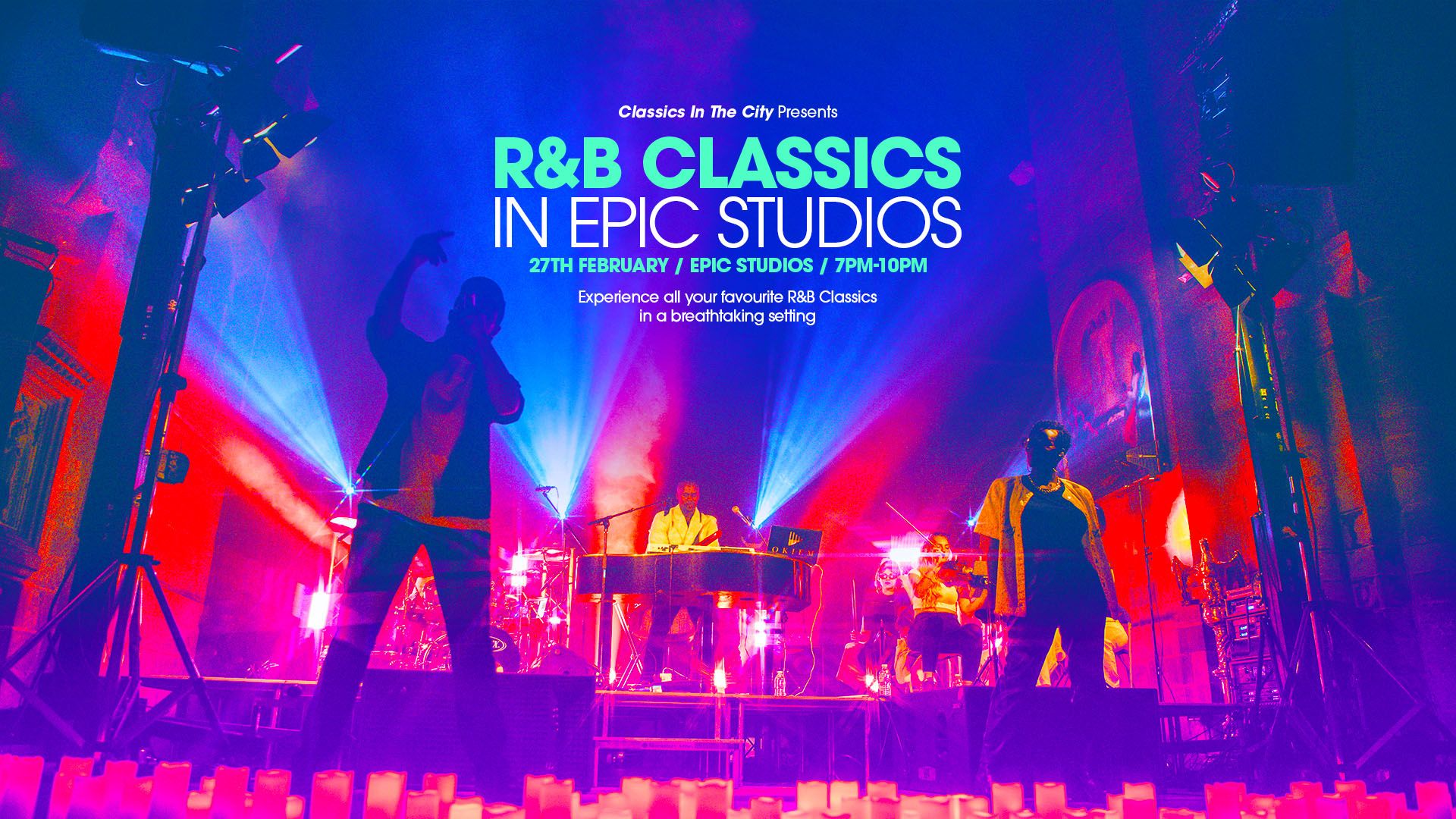 a band playing on a stage