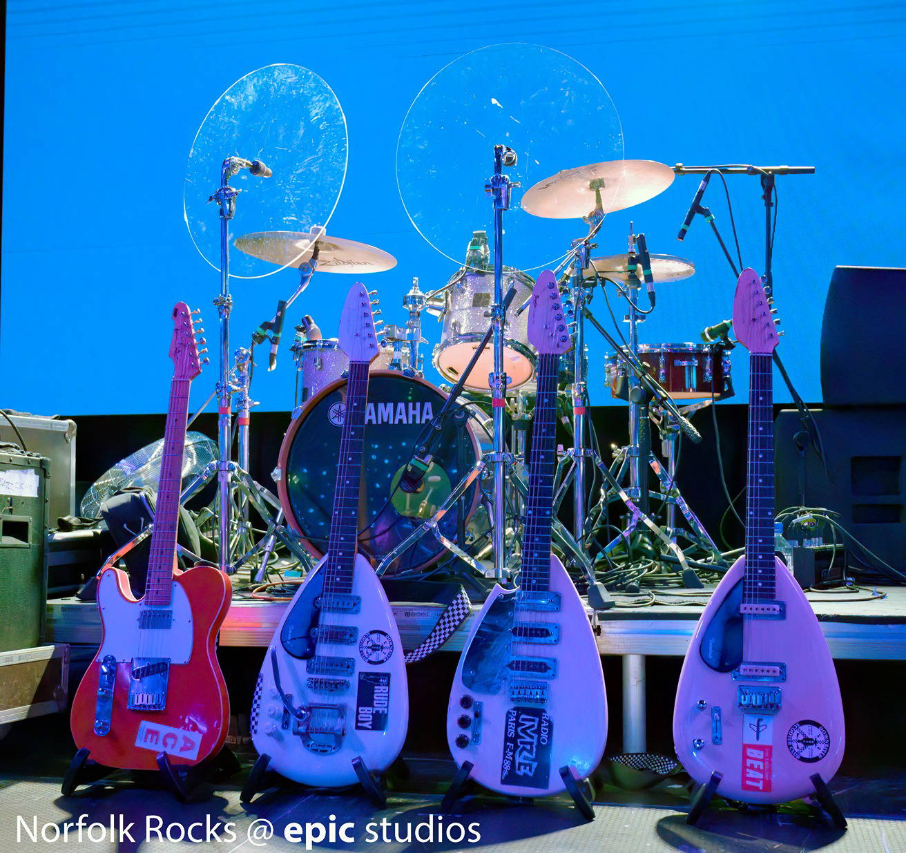 a group of guitars